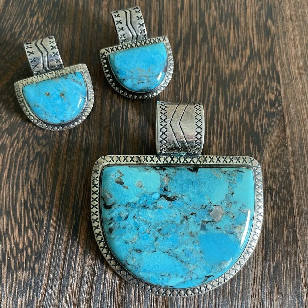Jay King Sterling Silver & Turquoise Pendant and Earrings